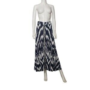 INC INTERNATIONAL CONCEPTS Navy Blue White Sequin Full Length Maxi Skirt Small